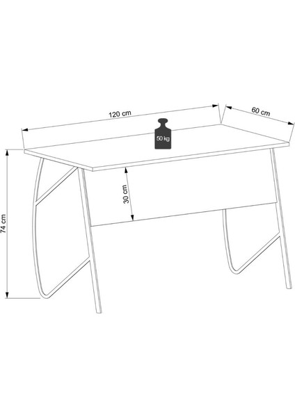 Ella Çalışma Masası 120 cm Beyaz