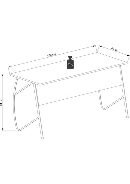 Ella Çalışma Masası 150 cm Beyaz