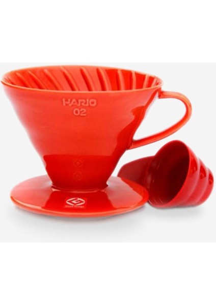 - V60 No:02 Seramik Dripper Kahve Demleme Ekipmanı | Kırmızı