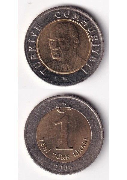 1 Yeni Türk Lirası (2006) Çil Eski Madeni Para
