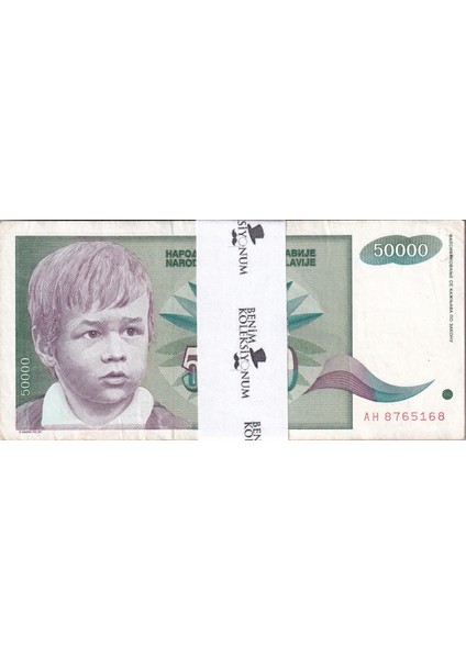 Yugoslavya, 50.000 Dinar (1992) P#117 Temiz/çt Deste (100 Adet)