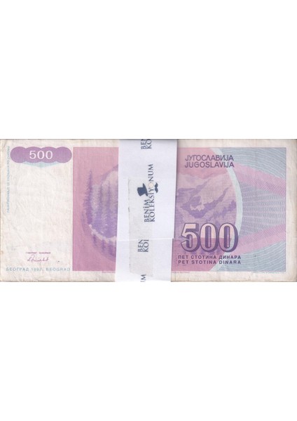 Yugoslavya, 500 Dinar (1992) P#113 Temiz/çt (Kullanılmış) Deste (100 Adet)