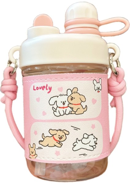 Saman Bardaktan Içen Karikatür Sevimli Köpek Kız (Yurt Dışından)