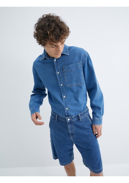 Kot Gömlek Ceket Oversize Cep Detaylı Düğmeli Klasik Yaka fiyatları