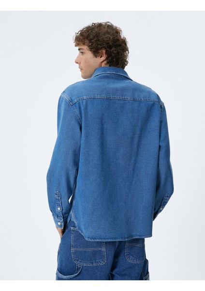 Kot Gömlek Ceket Oversize Cep Detaylı Düğmeli Klasik Yaka fırsatları