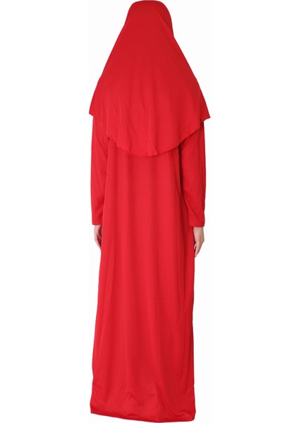 Kırmızı Fermuarlı Namaz Elbisesi2