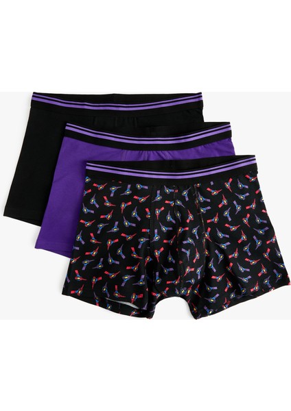 3'lü Boxer Seti Baskılı Çok Renkli