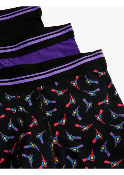 3'lü Boxer Seti Baskılı Çok Renkli