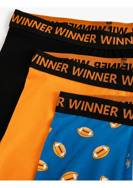 3'lü Boxer Seti Hentbol Baskılı Sloganlı Çok Renkli modelleri