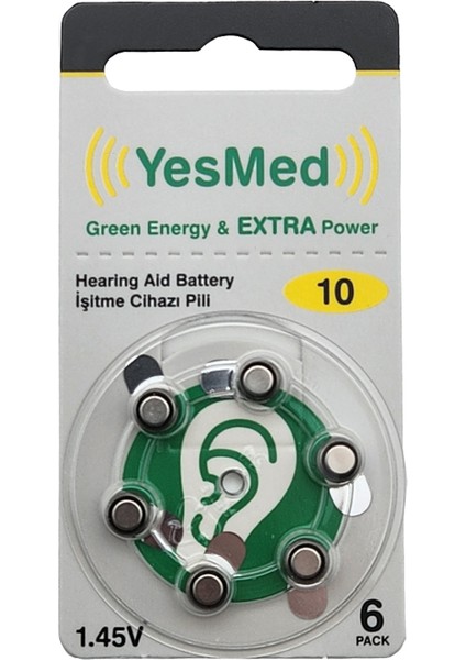 Extra Power 10 Numara Işitme Cihazı Pili 1 Paket 6 Adet Pil + Yesmed Waxstop Filtre fiyatları
