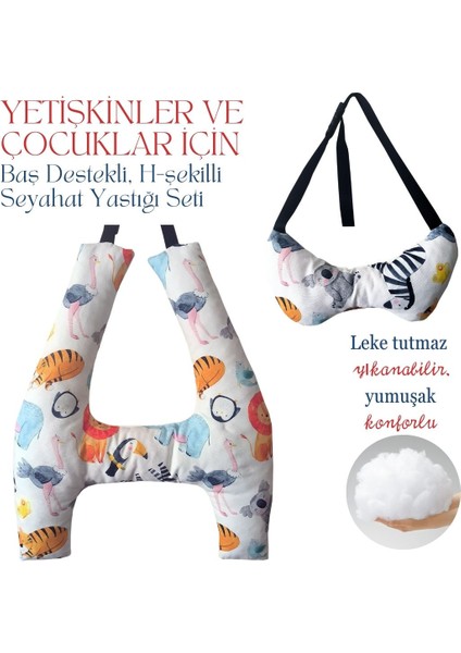 Yetişkinler ve Çocuklar Için Baş Destekli, H-Şekilli Seyahat Yastığı Seti - 2’li. - Whıte indirimleri