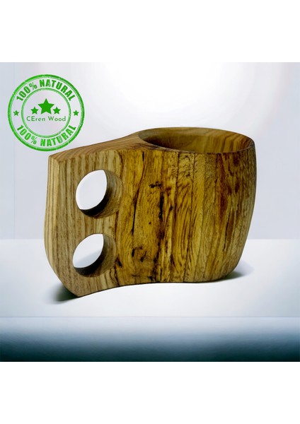 Doğal Kestane Ağacı Kuksa Bardak Naturel Handmade El Yapımı Kupa