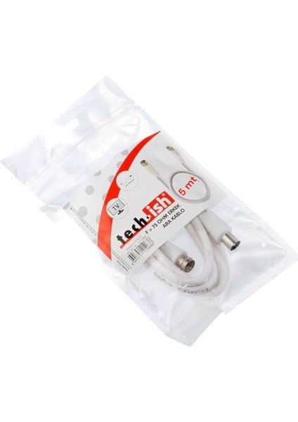 F>75 Ohm Erkek Ara Kablo 5mt