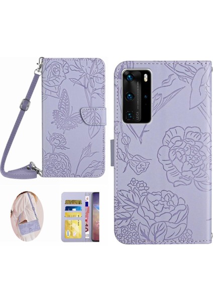 Huawei P40 Pro Telefon Kılıfı Için Kılıf Deri Cüzdan Yumuşak Pu Deri ile &amp; (Yurt Dışından)