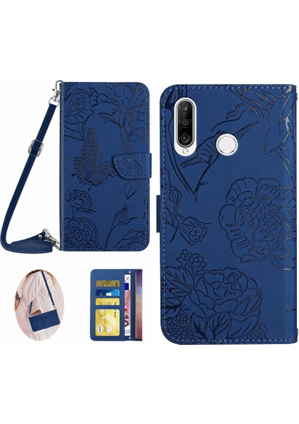 Huawei P30 Lite Telefon Kılıfı Için Kart ve Pu ile Kelebekler ve Çiçekler (Yurt Dışından)