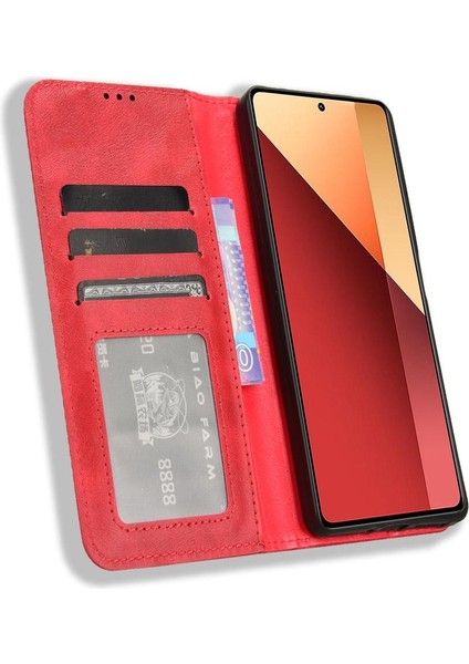Xiaomi Redmi Not Için Kılıf 13 Pro 4g Cüzdan Manyetik Kapatma Pu Deri (Yurt Dışından)