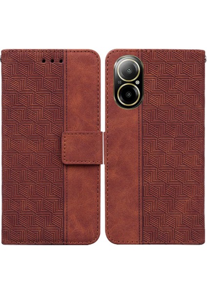 Realme C67 4g Için Kılıf Kickstand Özelliği Cüzdan Kapak Flip Folio Geometrik (Yurt Dışından)