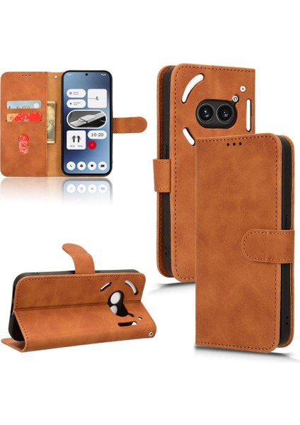 Nothing Telefon 2A Tam Koruma Deri Folio Flip Case ile (Yurt Dışından)