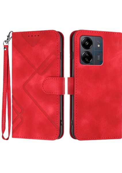 Kart Yuvası Standı ile Xiaomi Redmi 13C Pu Deri Manyetik Kapak Için Kılıf (Yurt Dışından)