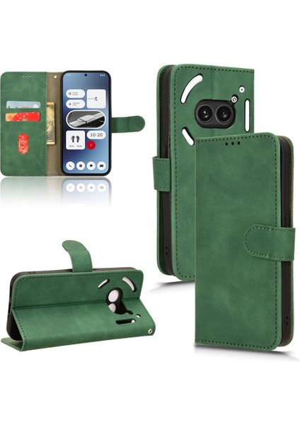 Nothing Telefon 2A Tam Koruma Deri Folio Flip Case ile (Yurt Dışından)