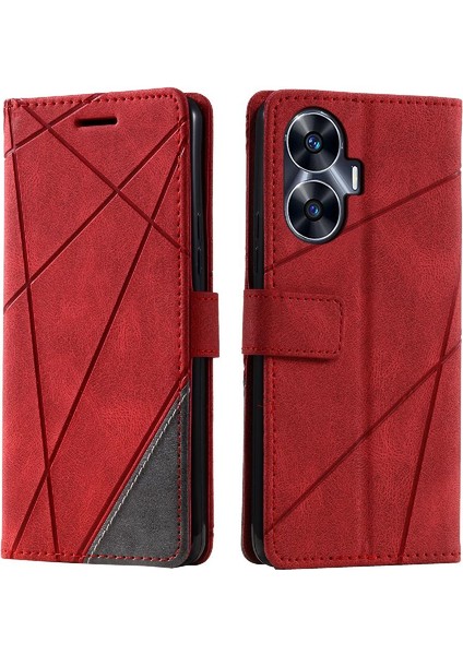 Realme C55 Manyetik Kart Tutucu Için Kickstand Pu Deri Darbeye Dayanıklı (Yurt Dışından)