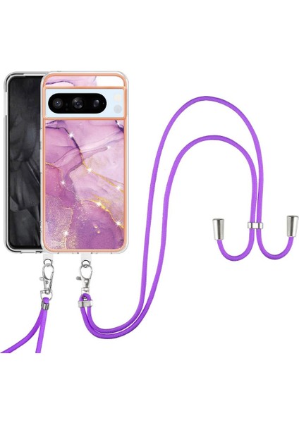 Google Piksel 8 Pro Crossbody Kordon Askısı Mermer Anti-Scratch Için Kılıf (Yurt Dışından)