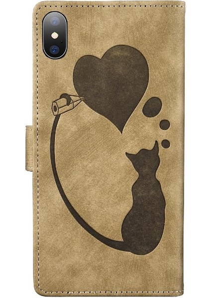 IPhone Xs Max Flip Folio Tutucu Kapak Kabartmalı Sevimli Kedi Kartı (Yurt Dışından) fırsatları