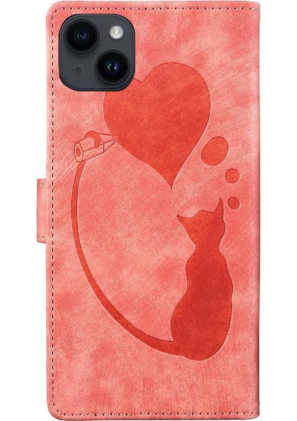 IPhone 13 Için Kılıf Mini Kabartmalı Sevimli Kedi Cüzdan Kılıf Flip Folio Kart (Yurt Dışından)