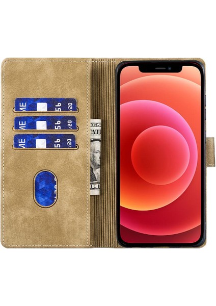 IPhone 12 Için Kılıf Mini Kabartmalı Sevimli Kedi Flip Folio Kart Cep Tutucu (Yurt Dışından)