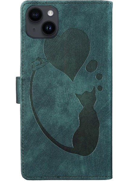IPhone 13 Için Kılıf Mini Kabartmalı Sevimli Kedi Cüzdan Kılıf Flip Folio Kart (Yurt Dışından)