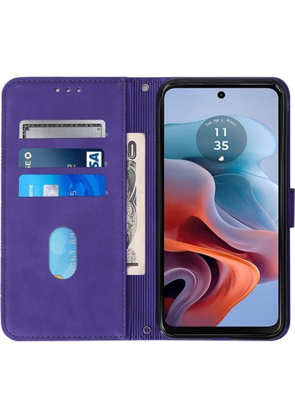 Motorola Moto G34 Kredi Kartı Tutucu Cüzdan Kapak Flip Folio Kitap Için Kılıf (Yurt Dışından)