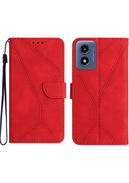 Motorola Moto G Oynamak Için Kılıf 5g 2024 Deri Cüzdan Dikiş Kabartmalı Pu (Yurt Dışından)