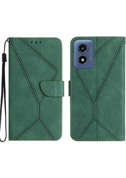 Motorola Moto G Oynamak Için Kılıf 5g 2024 Deri Cüzdan Dikiş Kabartmalı Pu (Yurt Dışından)