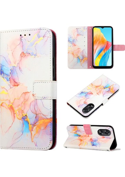Oppo A38 4g Kickstand Mermer Desen Pu Deri Cüzdan Için Kılıf (Yurt Dışından)