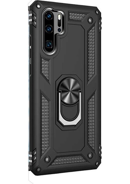 Huawei P30 Pro Kılıf Vega Standlı Yüzüklü Mıknatıslı Siyah