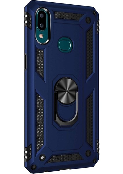 Samsung Galaxy A10S Kılıf Vega Standlı Yüzüklü Mıknatıslı Lacivert