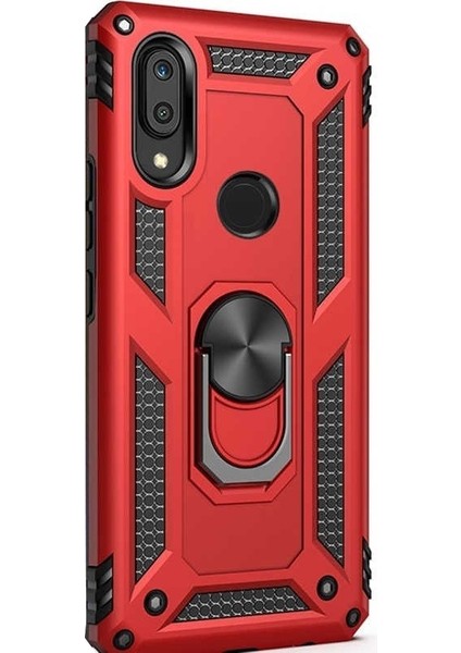 Xiaomi Redmi 7 Kılıf Vega Standlı Yüzüklü Mıknatıslı Kırmızı