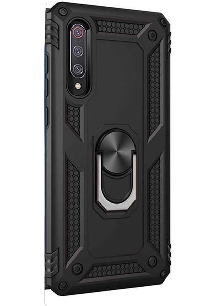 Xiaomi Mi 9 Kılıf Vega Standlı Yüzüklü Mıknatıslı Siyah