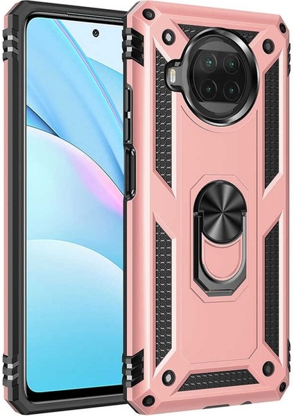 Xiaomi Mi 10T Lite Kılıf Tank Koruma Standlı Yüzüklü Mıknatıslı Bronz