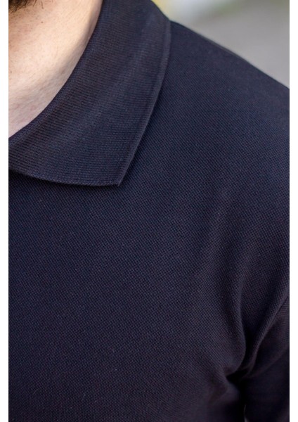 Erkek Siyah Rahat %100 Pamuk Ribana Kol Polo Yaka T-Shirt 24Eplypope indirimleri