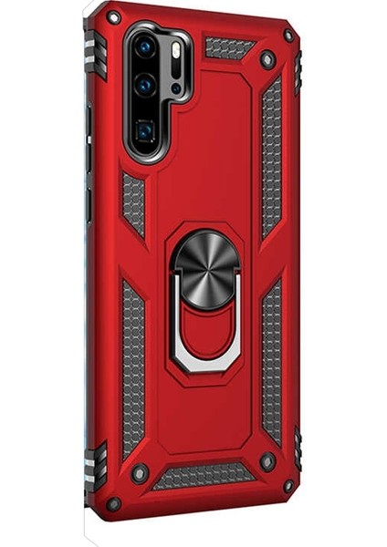 Huawei P30 Pro Kılıf Vega Standlı Yüzüklü Mıknatıslı Kırmızı