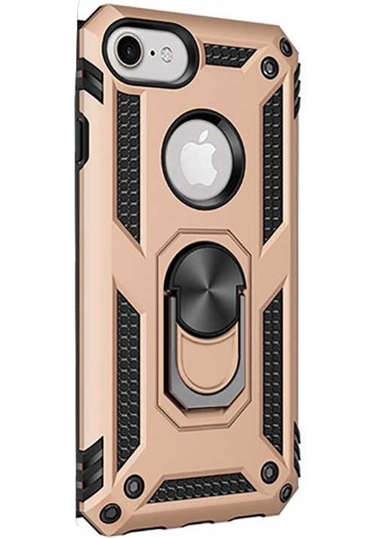 Apple iPhone 7 Kılıf Vega Standlı Yüzüklü Mıknatıslı Gold