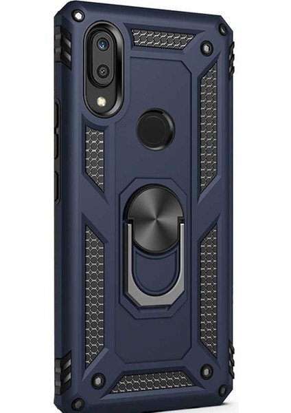 Xiaomi Redmi 7 Kılıf Vega Standlı Yüzüklü Mıknatıslı Lacivert