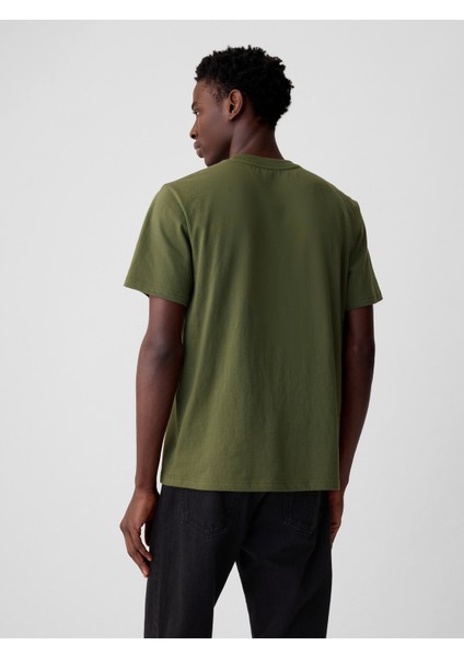 Erkek Haki Mini Gap Arch Logo T-Shirt