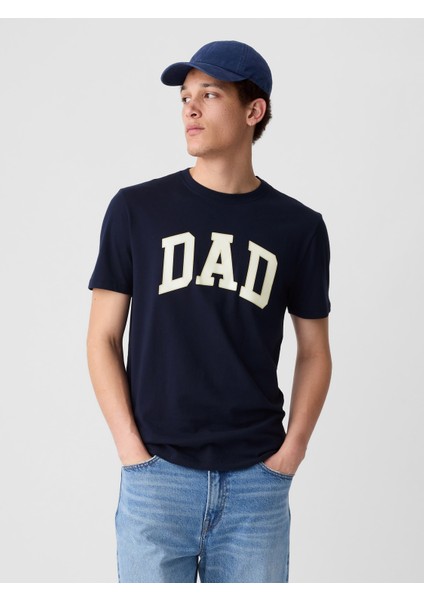 Erkek Lacivert Everday Soft Dad Grafikli T-Shirt