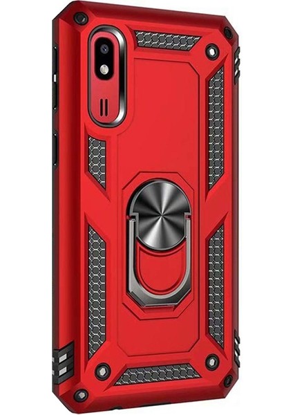 Samsung Galaxy A2 Core Kılıf Vega Standlı Yüzüklü Mıknatıslı Kırmızı
