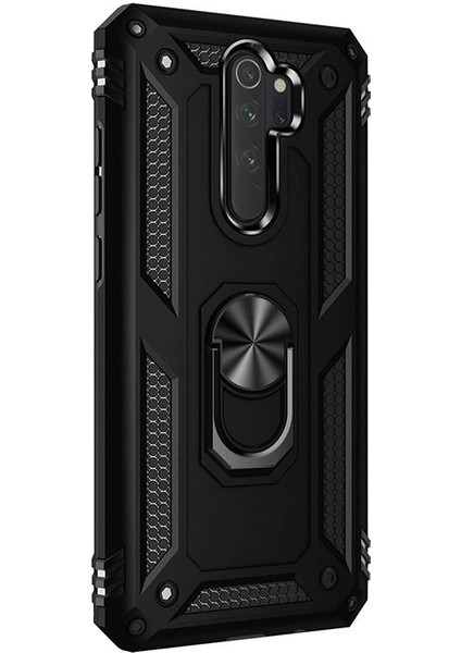 Xiaomi Redmi Note 8 Pro Kılıf Vega Standlı Yüzüklü Mıknatıslı Siyah