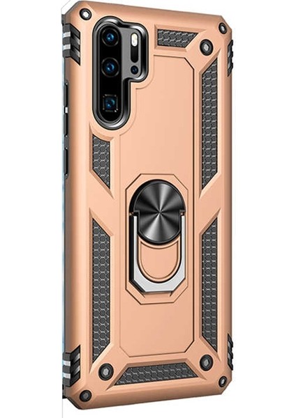 Huawei P30 Pro Kılıf Vega Standlı Yüzüklü Mıknatıslı Gold