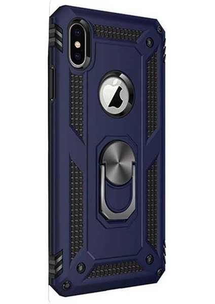 Apple iPhone x Kılıf Vega Standlı Yüzüklü Mıknatıslı Lacivert