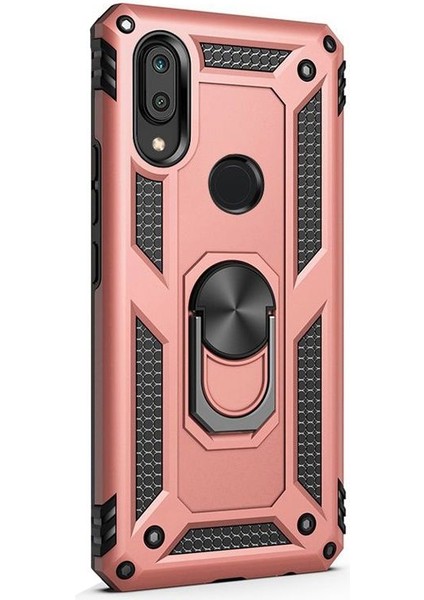 Huawei Y7 Prime 2019 Kılıf Vega Standlı Yüzüklü Mıknatıslı Bronz